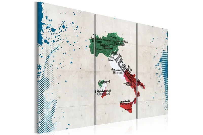 Tavla Karta Över Italien Triptyk 60x40 - Artgeist sp. z o. o. — Artgeist sp. z o. o.