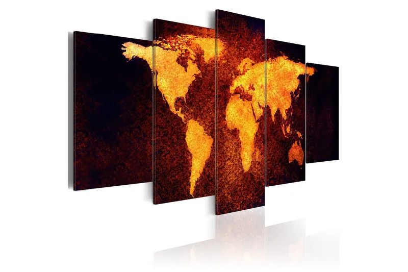 Tavla Karta Över Världen Hot Lava 200x100 - Artgeist sp. z o. o. — Artgeist sp. z o. o.