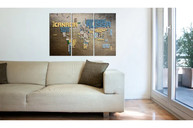 Tavla Karta över världen Triptych 90x60 - Artgeist sp. z o. o. (Art.nr 543347) — Artgeist sp. z o. o.