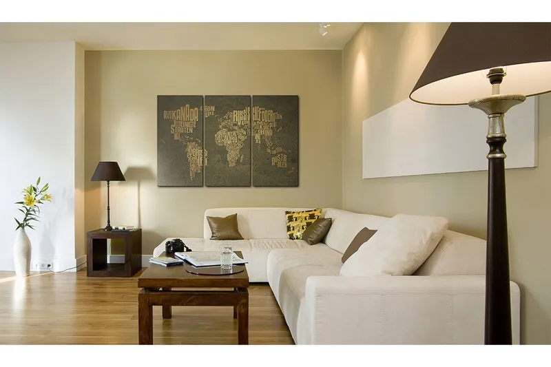 Tavla Karta över världen Triptych 90x60 - Artgeist sp. z o. o. (Art.nr 543345) — Artgeist sp. z o. o.