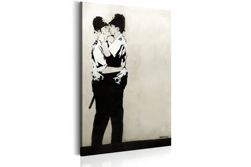 Tavla Kissing Coppers by Banksy 80x120 - Artgeist sp. z o. o. — Artgeist sp. z o. o.