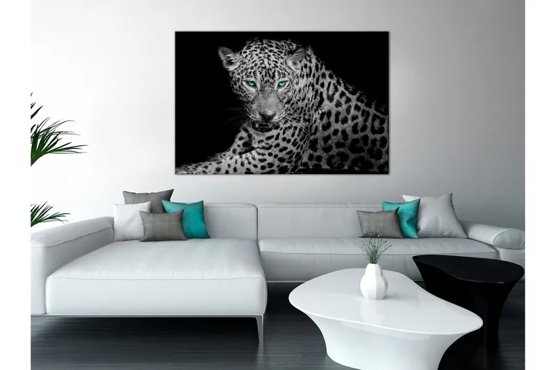 Tavla Leopard Portrait (1 Part) Wide 90x60 - Artgeist sp. z o. o. — Artgeist sp. z o. o.