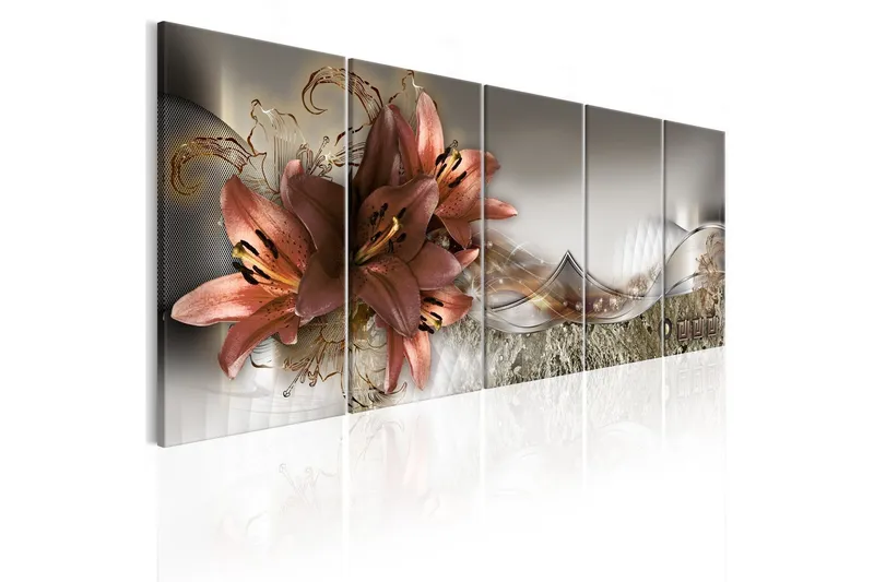 Tavla Lilies And Abstraction 200x80 - Artgeist sp. z o. o. — Artgeist sp. z o. o.