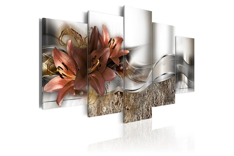 Tavla Lily Marsala And Abstraction 100x50 - Artgeist sp. z o. o. — Artgeist sp. z o. o.