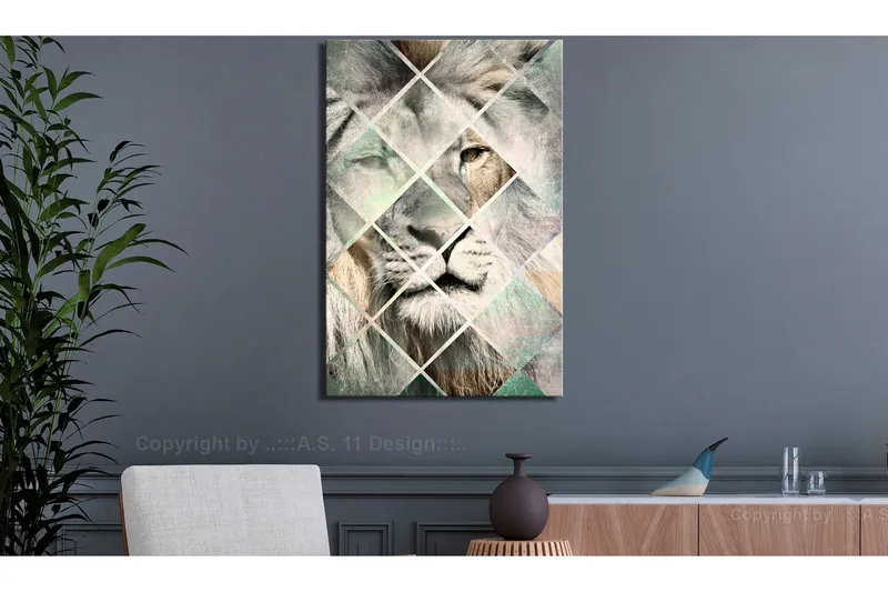 Tavla Lion on the Chessboard (1 Part) Vertical 40x60 - Artgeist sp. z o. o. — Artgeist sp. z o. o.