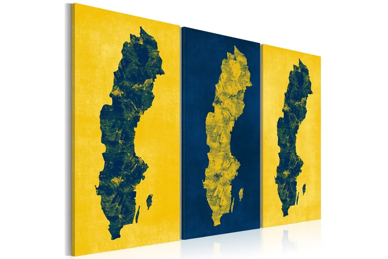 Tavla Målad Karta Över Sverige Triptyk 60x40 - Artgeist sp. z o. o. — Artgeist sp. z o. o.