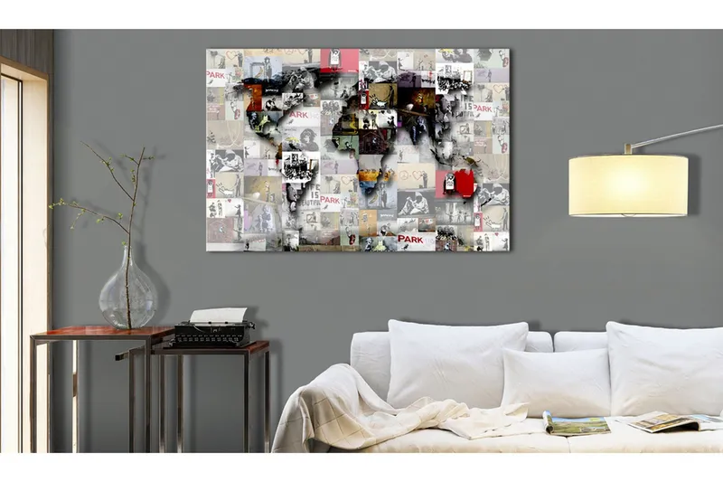 Tavla Map: Banksy inspiration 120x80 - Artgeist sp. z o. o. — Artgeist sp. z o. o.
