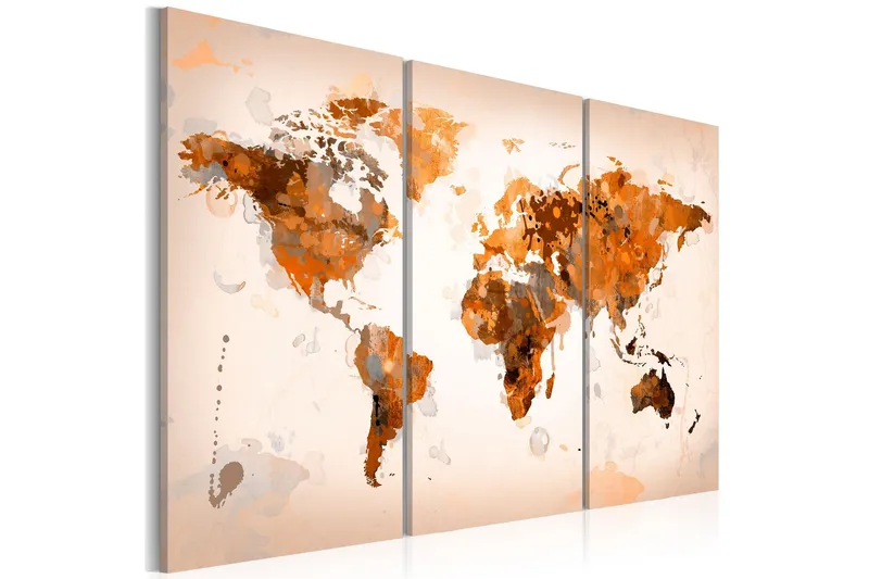Tavla Map Of The World Desert Storm Triptych 60x40 - Artgeist sp. z o. o. — Artgeist sp. z o. o.