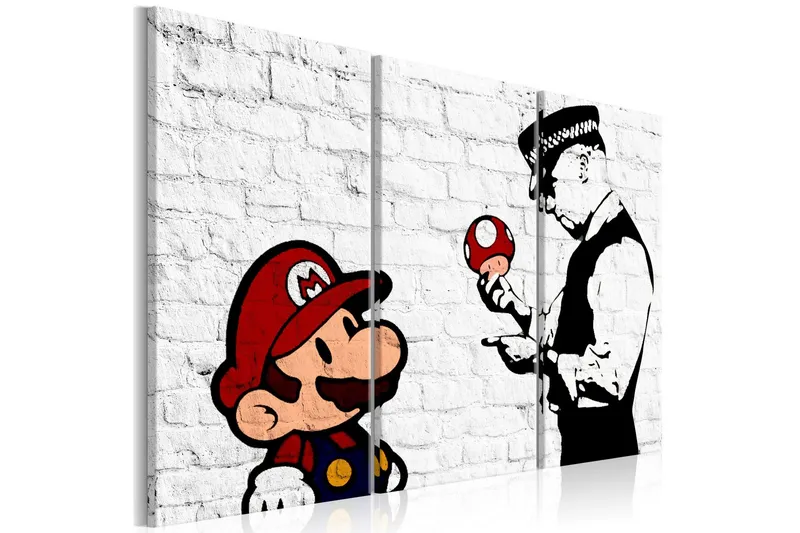Tavla Mario Bros Banksy 90x60 - Artgeist sp. z o. o. — Artgeist sp. z o. o.