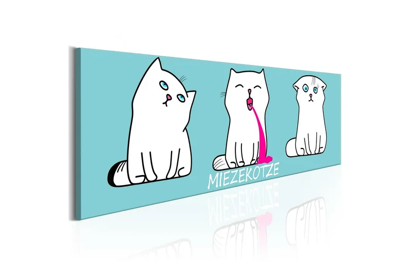 Tavla Miezekotze Cat Trio Blue 120x40 - Artgeist sp. z o. o. — Artgeist sp. z o. o.