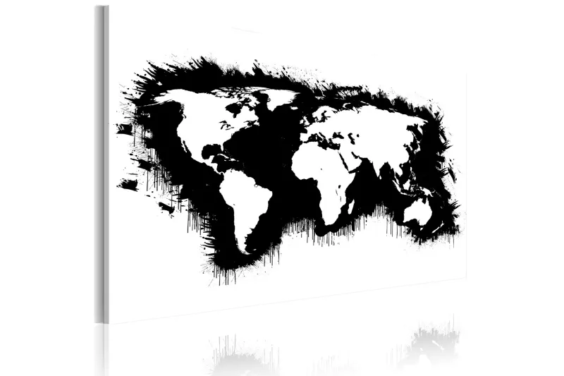 Tavla Monochromatic världskarta 120x80 - Artgeist sp. z o. o. — Artgeist sp. z o. o.
