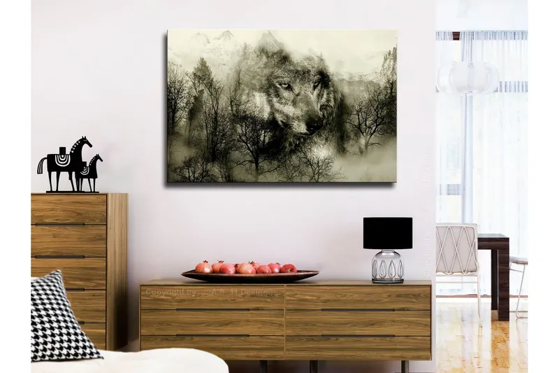 Tavla Mountain Predator (1 Part) Wide Beige 90x60 - Artgeist sp. z o. o. — Artgeist sp. z o. o.
