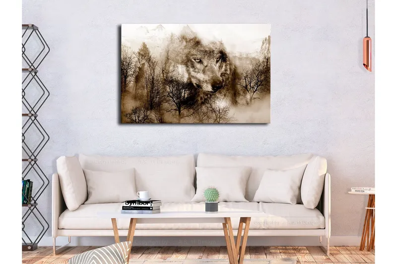 Tavla Mountain Predator (1 Part) Wide Brown 90x60 - Artgeist sp. z o. o. — Artgeist sp. z o. o.