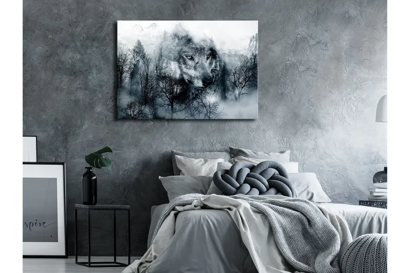 Tavla Mountain Predator Wide Black and White 120x80 - Artgeist sp. z o. o. — Artgeist sp. z o. o.