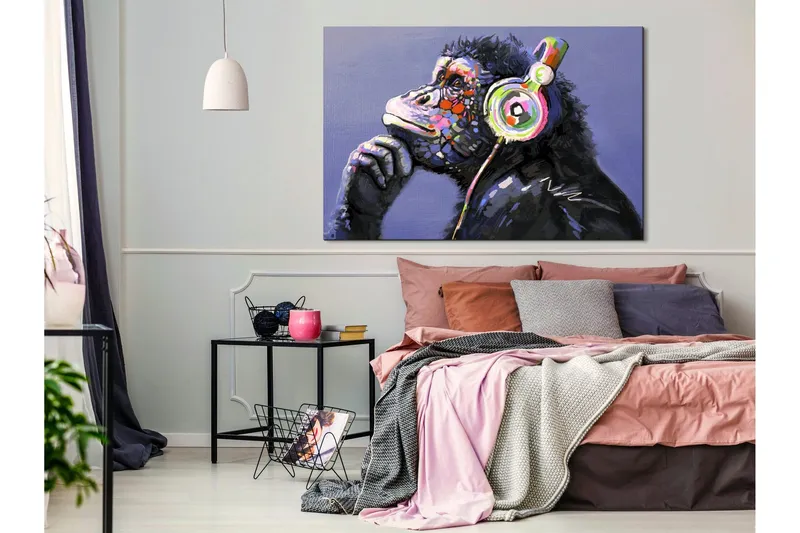 Tavla Musical Monkey (1 Part) Wide 90x60 - Artgeist sp. z o. o. — Artgeist sp. z o. o.