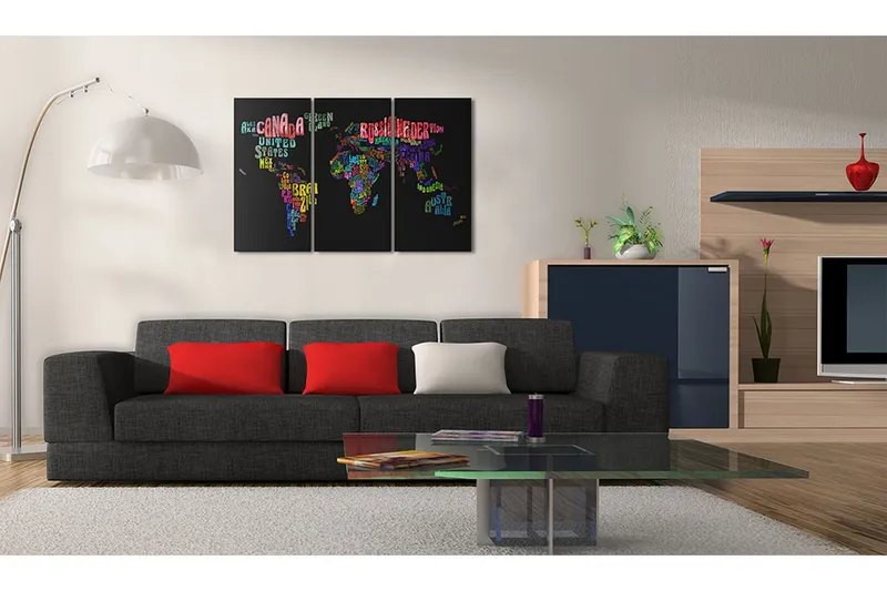 Tavla Namn på länder Triptych 120x80 - Artgeist sp. z o. o. — Artgeist sp. z o. o.