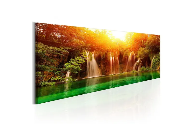 Tavla Nature: Magnificent Waterfall 135x45 - Artgeist sp. z o. o. — Artgeist sp. z o. o.