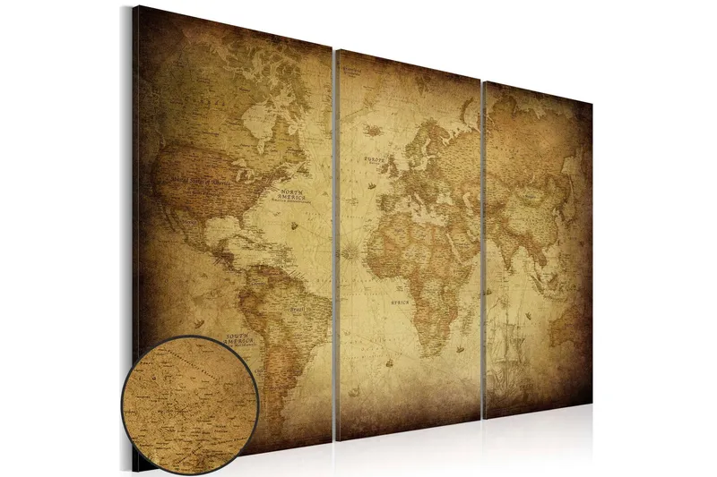 Tavla Old map: triptych 90x60 - Artgeist sp. z o. o. — Artgeist sp. z o. o.
