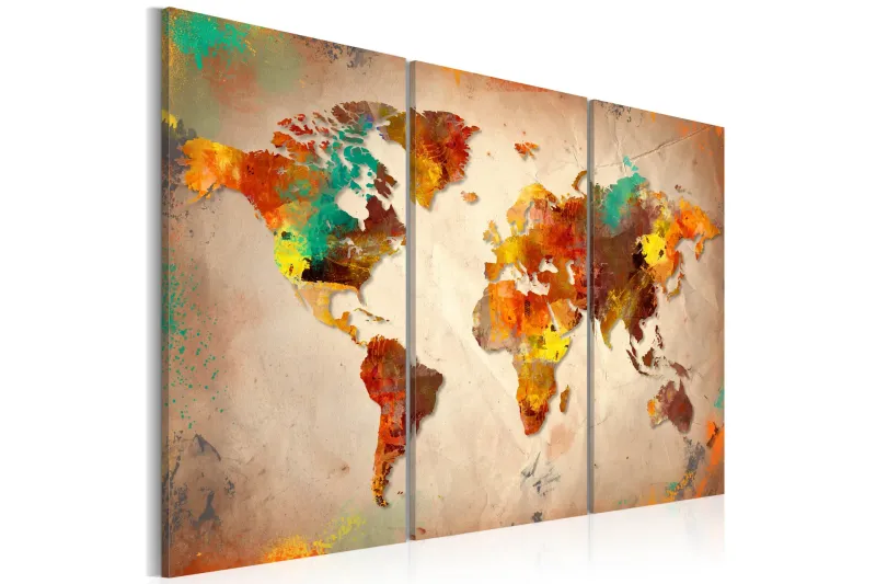 Tavla Painted World Triptych 120x80 - Artgeist sp. z o. o. — Artgeist sp. z o. o.
