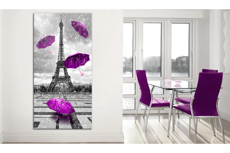 Tavla Paris: Purple Umbrellas 60x120 - Artgeist sp. z o. o. — Artgeist sp. z o. o.