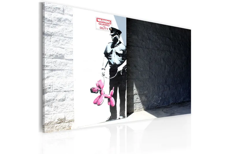 Tavla Police Guard And Pink Balloon Dog Banksy 60x40 - Artgeist sp. z o. o. — Artgeist sp. z o. o.