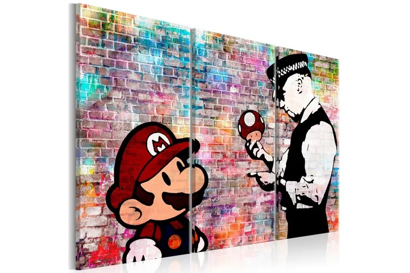 Tavla Rainbow Brick Banksy 90x60 - Artgeist sp. z o. o. — Artgeist sp. z o. o.