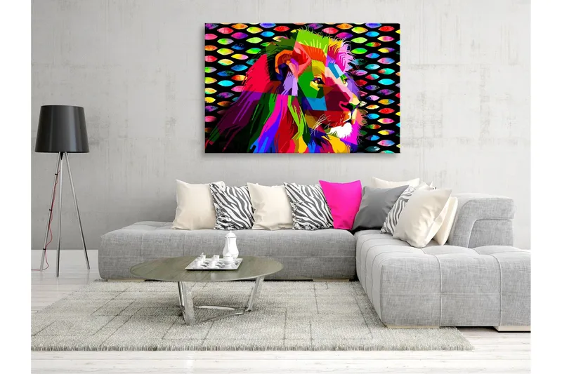 Tavla Rainbow Lion (1 Part) Wide 120x80 - Artgeist sp. z o. o. — Artgeist sp. z o. o.