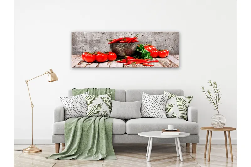 Tavla Red Vegetables (1 Part) Concrete Narrow 135x45 - Artgeist sp. z o. o. — Artgeist sp. z o. o.