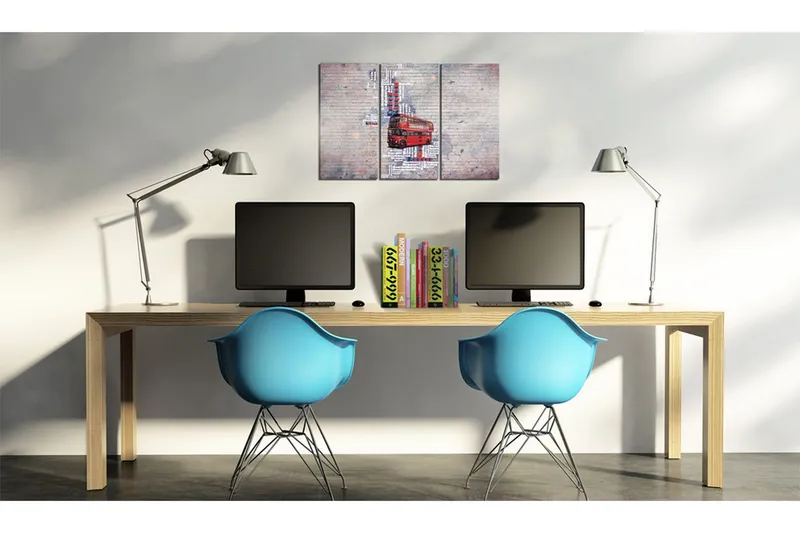 Tavla Runt Storbritannien av Routemaster Triptych 90x60 - Artgeist sp. z o. o. — Artgeist sp. z o. o.