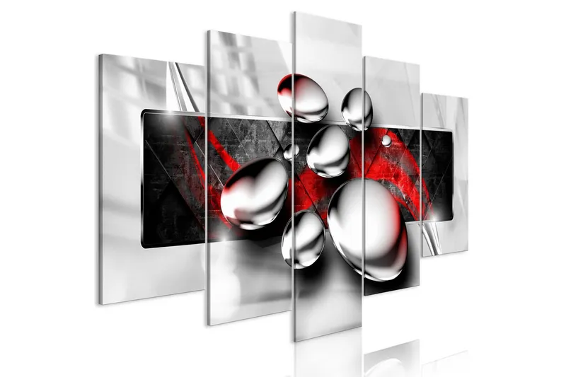 Tavla Shiny Stones 5 Parts Wide Red 200x100 - Artgeist sp. z o. o. — Artgeist sp. z o. o.
