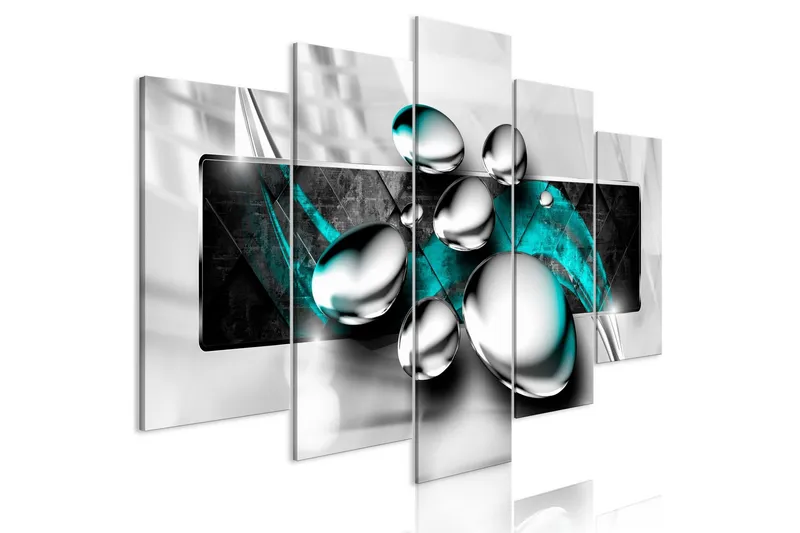 Tavla Shiny Stones 5 Parts Wide Turquoise 100x50 - Artgeist sp. z o. o. — Artgeist sp. z o. o.