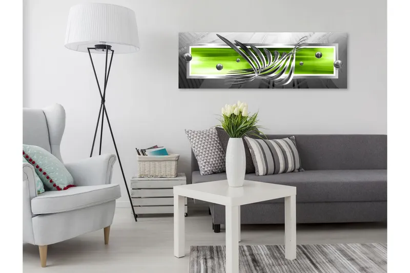 Tavla Silver Wings (1 Part) Narrow Green 135x45 - Artgeist sp. z o. o. — Artgeist sp. z o. o.