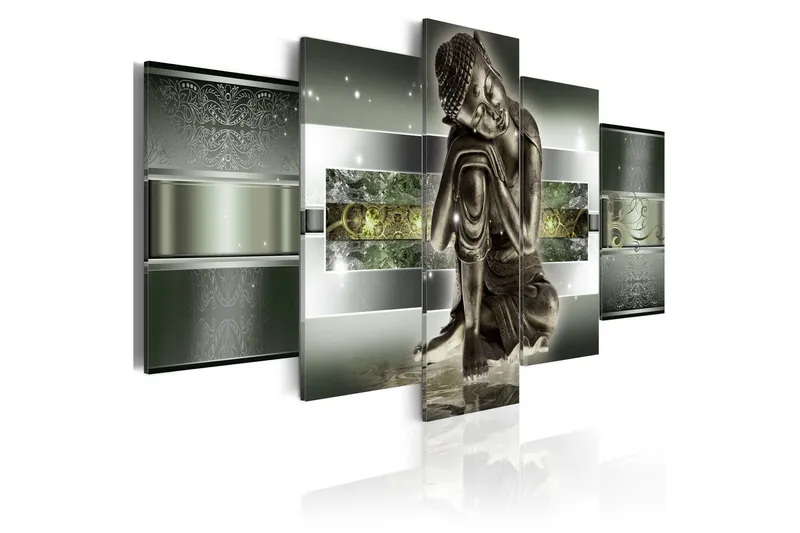 Tavla Sleeping Buddha In Greens 100x50 - Artgeist sp. z o. o. — Artgeist sp. z o. o.