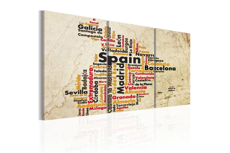 Tavla Spanien Text Kartan Färger Flaggan 60x30 - Artgeist sp. z o. o. — Artgeist sp. z o. o.