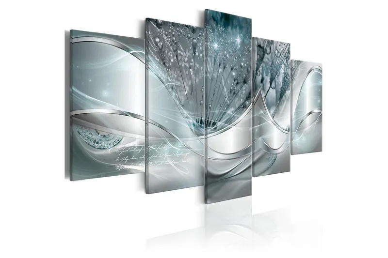 Tavla Sparkling Dandelions 5 Parts Blue Wide 200x100 - Artgeist sp. z o. o. — Artgeist sp. z o. o.