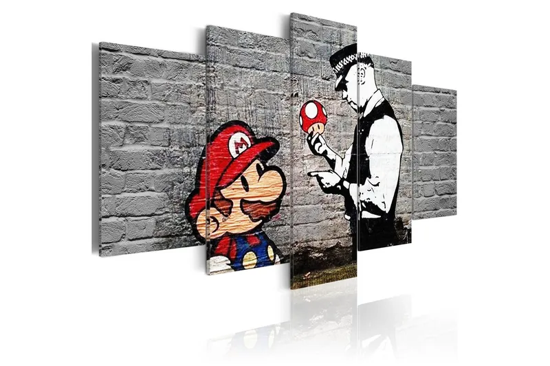 Tavla Super Mario Mushroom Cop Banksy 200x100 - Artgeist sp. z o. o. — Artgeist sp. z o. o.