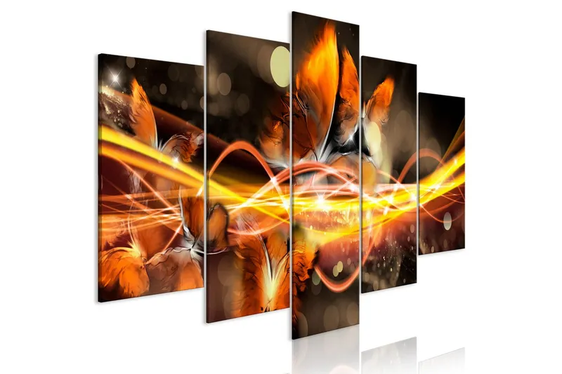 Tavla Swarm Of Butterflies 5 Parts Wide Orange 200x100 - Artgeist sp. z o. o. — Artgeist sp. z o. o.