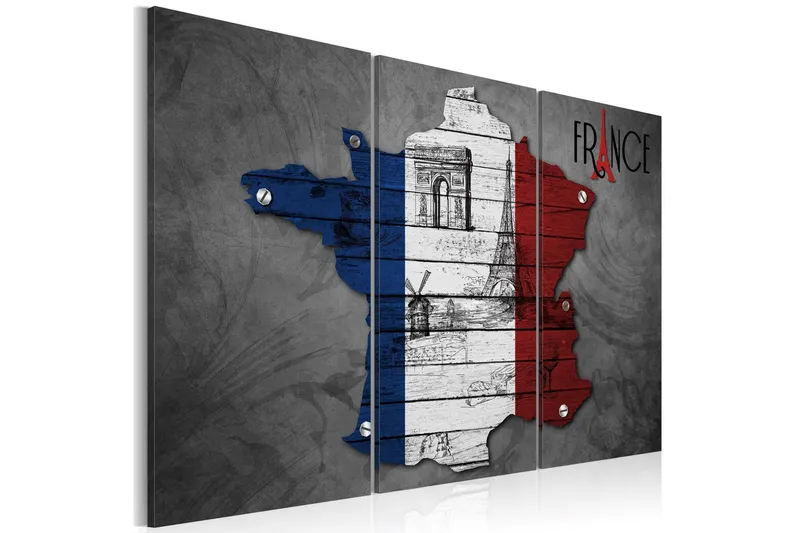 Tavla Symboler i Frankrike Triptych 90x60 - Artgeist sp. z o. o. — Artgeist sp. z o. o.