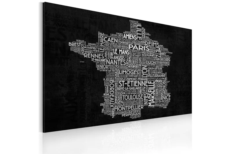 Tavla Text map of France on the blackboard 120x80 - Artgeist sp. z o. o. — Artgeist sp. z o. o.