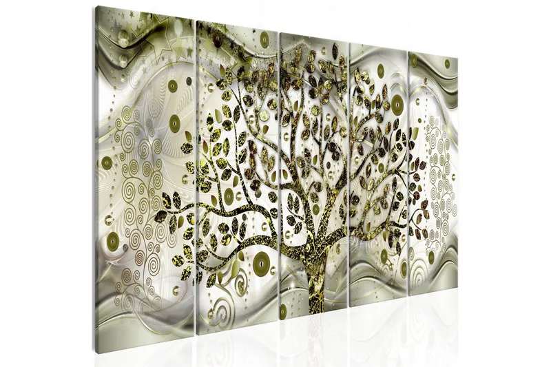 Tavla Tree And Waves 5 Parts Green 225x90 - Artgeist sp. z o. o. — Artgeist sp. z o. o.