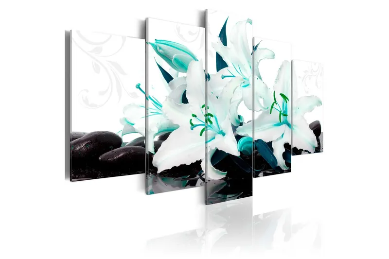 Tavla Turquoise Lilies And Stones 200x100 - Artgeist sp. z o. o. — Artgeist sp. z o. o.