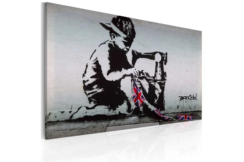 Tavla Union Jack Kid Banksy 60x40 - Artgeist sp. z o. o. — Artgeist sp. z o. o.