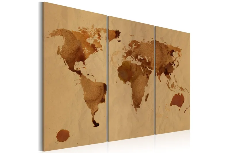 Tavla Världen Målad Med Kaffe Triptych 120x80 - Artgeist sp. z o. o. — Artgeist sp. z o. o.