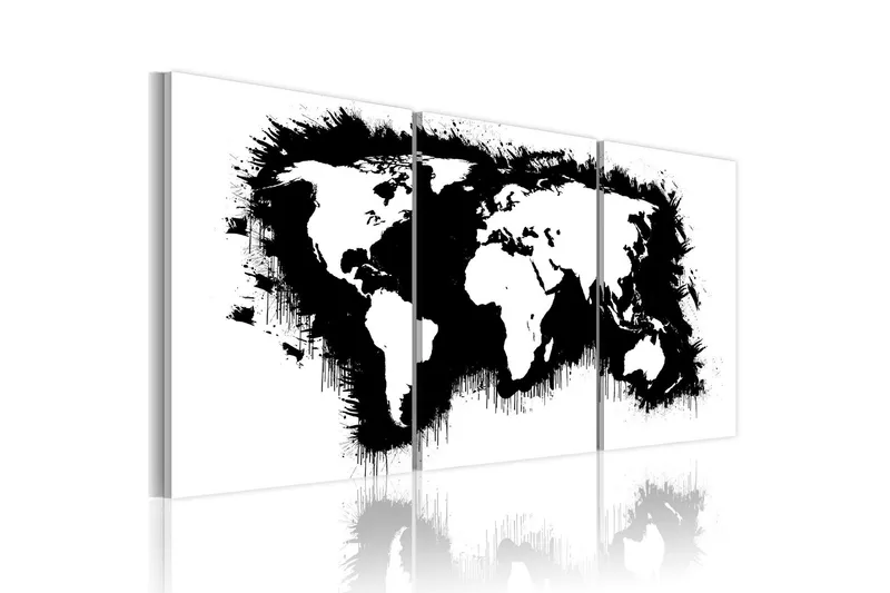 Tavla Världskartan Svart-Vitt 120x60 - Artgeist sp. z o. o. — Artgeist sp. z o. o.