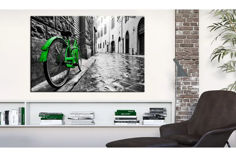 Tavla Vintage Green Bike 90x60 - Artgeist sp. z o. o. — Artgeist sp. z o. o.