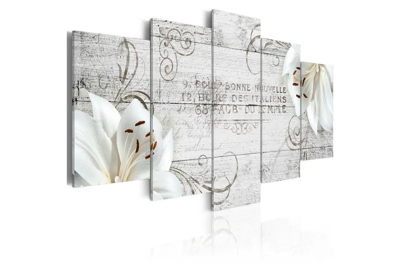 Tavla White Lilies On Wood 100x50 - Artgeist sp. z o. o. — Artgeist sp. z o. o.