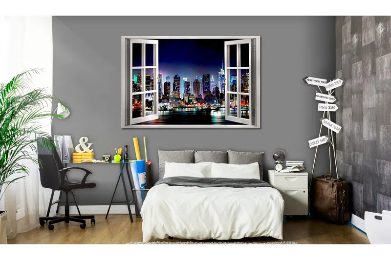Tavla Window: View of New York 90x60 - Artgeist sp. z o. o. — Artgeist sp. z o. o.