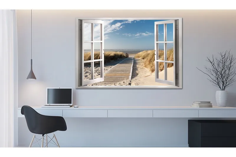 Tavla Window: View of the Beach 90x60 - Artgeist sp. z o. o. — Artgeist sp. z o. o.