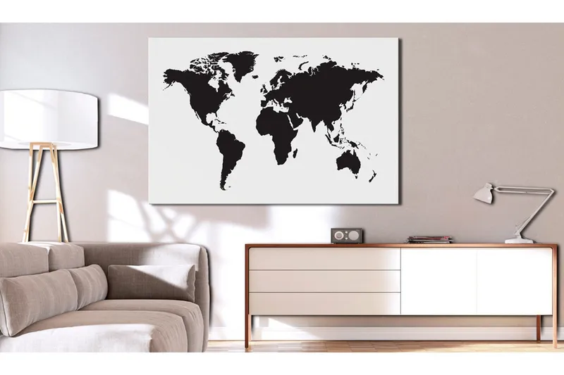 Tavla World Map: Black & White Elegance 120x80 - Artgeist sp. z o. o. — Artgeist sp. z o. o.