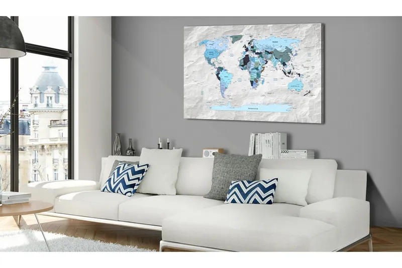 Tavla World Map: Blue Pilgrimages 60x40 - Artgeist sp. z o. o. — Artgeist sp. z o. o.
